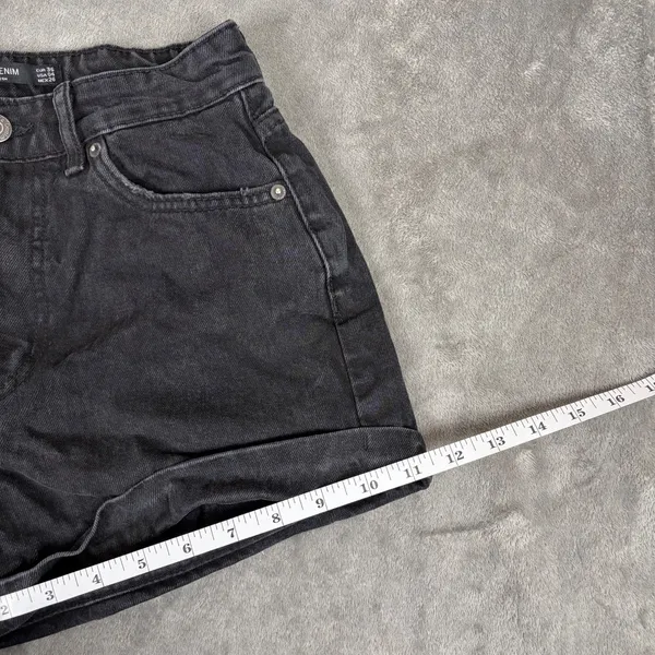Bershka High Waist Denim Shorts Women's 4 Black Grunge Mall Emo Y2K Whimsygoth - Image 5