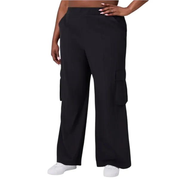 Fabletics Downtown Wide Leg Cargo Pants Women’s XXL / 1X Black Pull On Relaxed - Image 2