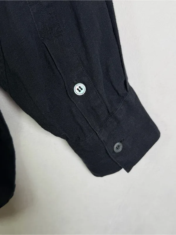 Katharine Hamnett Nicola Women XS Black Linen Oversized Shirt Italy Quiet Luxury - Image 7