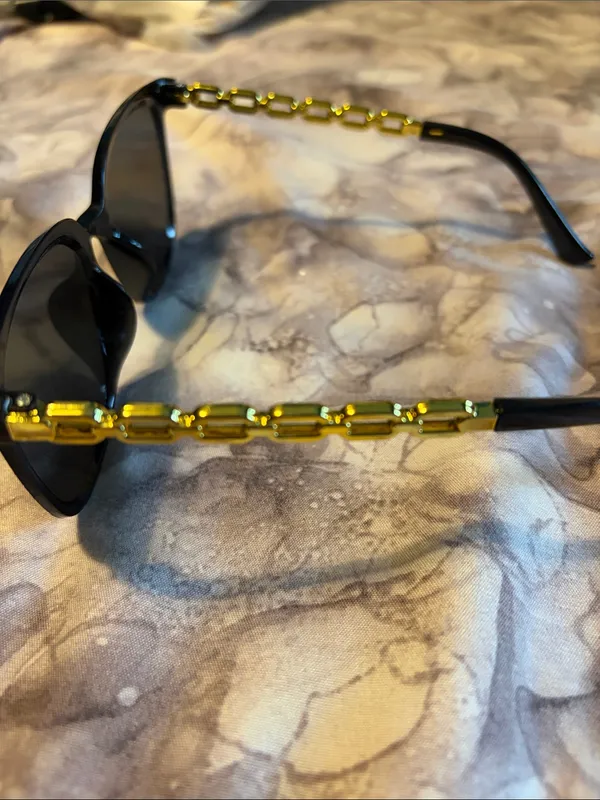 Black Sunglasses with Gold - Image 4
