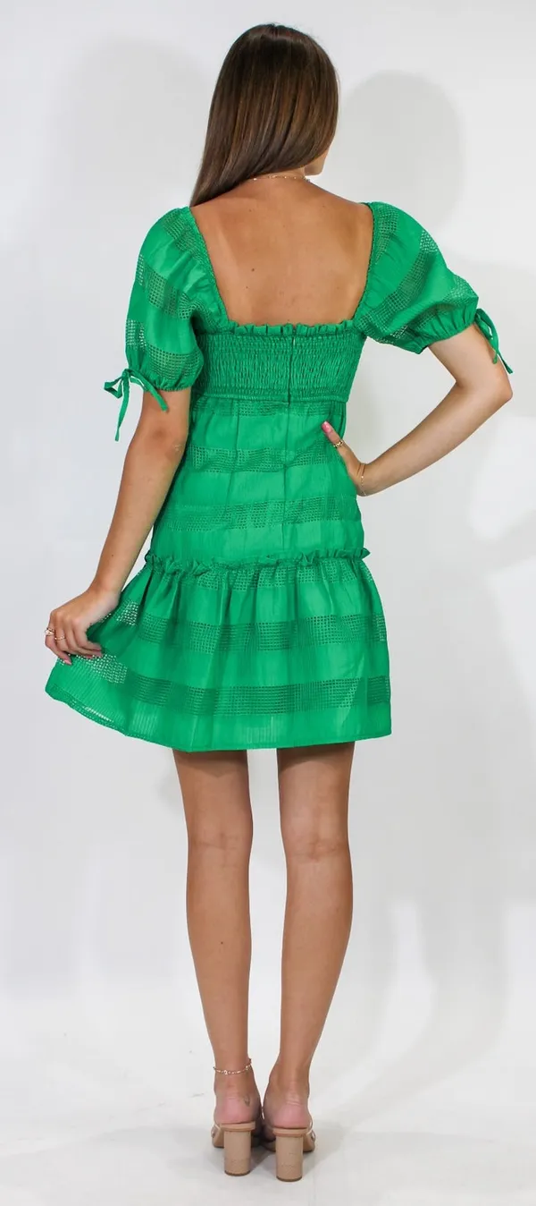 TCEC Green Tiered Textured Mini Dress - Image 3