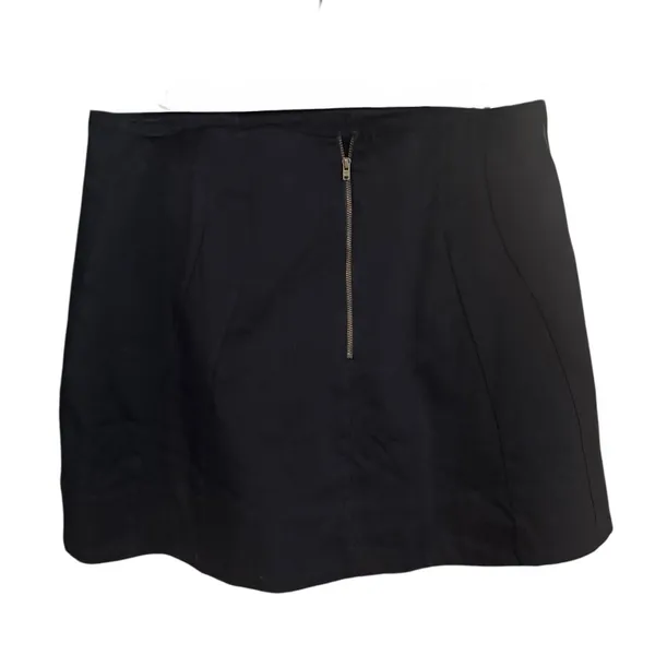 Anthropologie A Lined Mini Skirt Black Sz Large Boho Minimalist Workwear Zipper - Image 3
