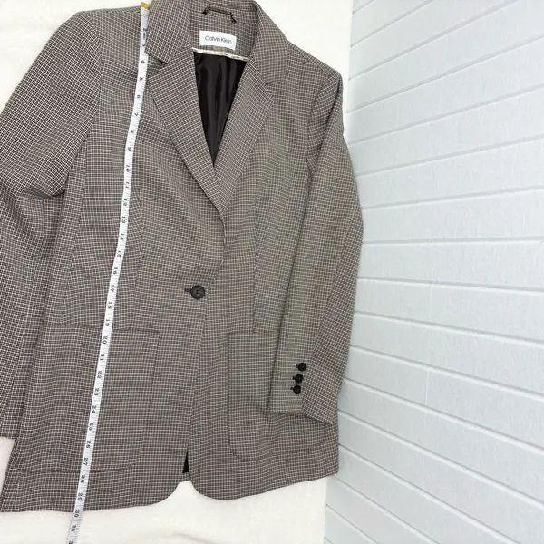 Calvin Klein Notch collar Women's‎ Checkered Blazer Size 6 - Image 11