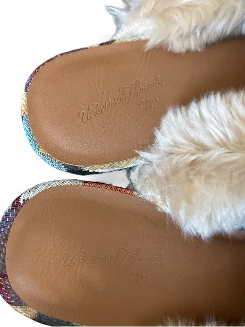 Boho Clog Faux Fur Colorful Geometric Mule Slip-On Aztec Print Shoe Women’s 6.5 - Image 3