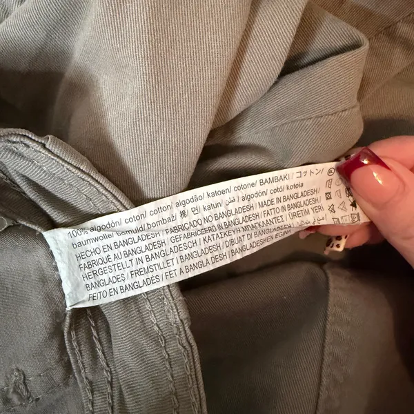 Zara Olive Green Cargo Pants Utility‎ Workwear Straight Leg Cotton Pockets Sz 8 - Image 9