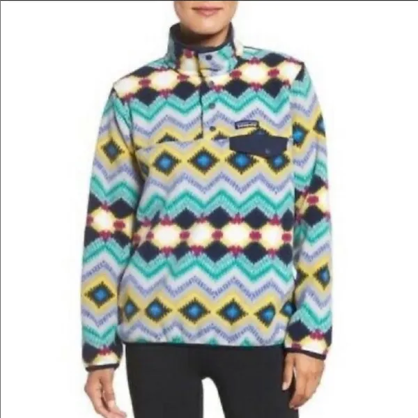 Patagonia Synchilla Retro Timber Twist Navy Blue Fleece Snap T Pullover Sweater - Image 3