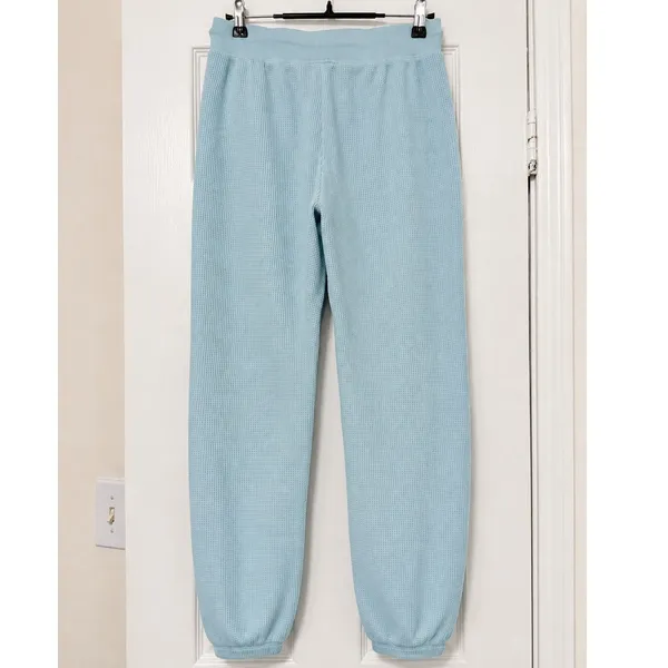 Auden Blue Waffle Knit 2 Piece Hoodie Jogger Lounge Set XS Cotton Blend - Image 4