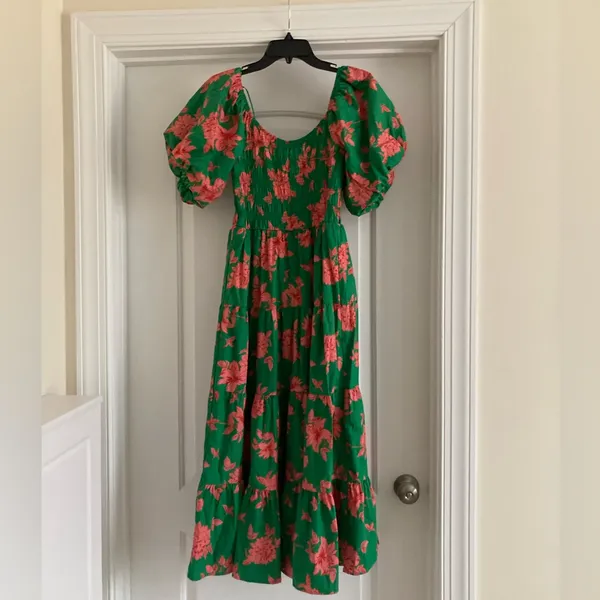 Peach and love California Dress Vibrant Green and Pink Maxi Dress - Image 5