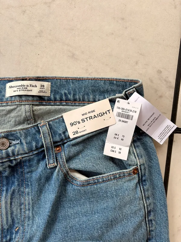 Abercrombie Jeans Mid-Rise Straight Short 90s 28 - Image 8