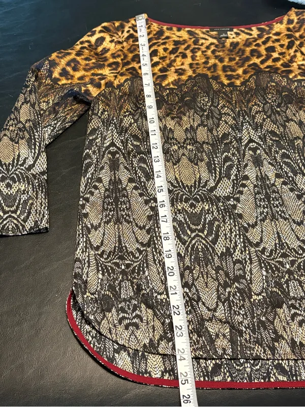 Ann Taylor Leopard & Lace-Effect Tunic Top - silky feel Polyester size Small - Image 9