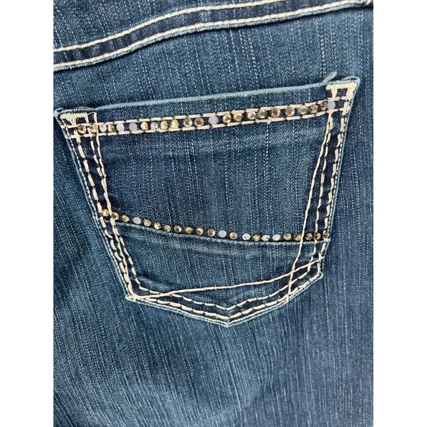BKE Harper Bootcut Jeans Womens 33L Dark Wash Rhinestone Embellished Mid‎ Rise - Image 12