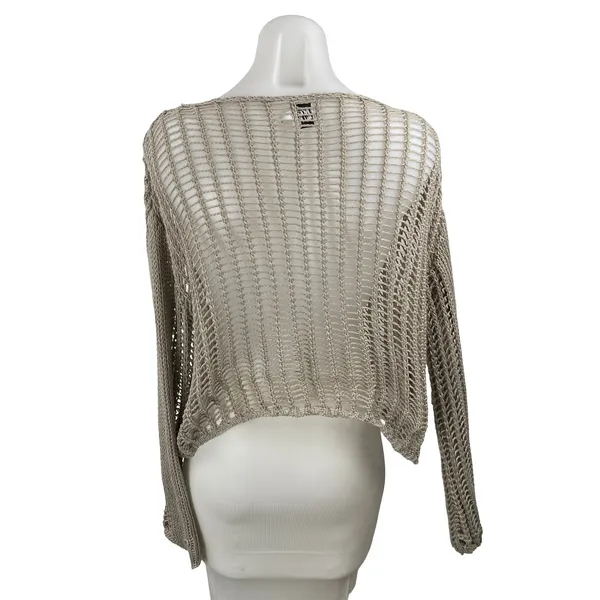 Princess Polly Beige Open Knit Sheer Long Sleeve Layering Cover Up Sweater Top S - Image 4