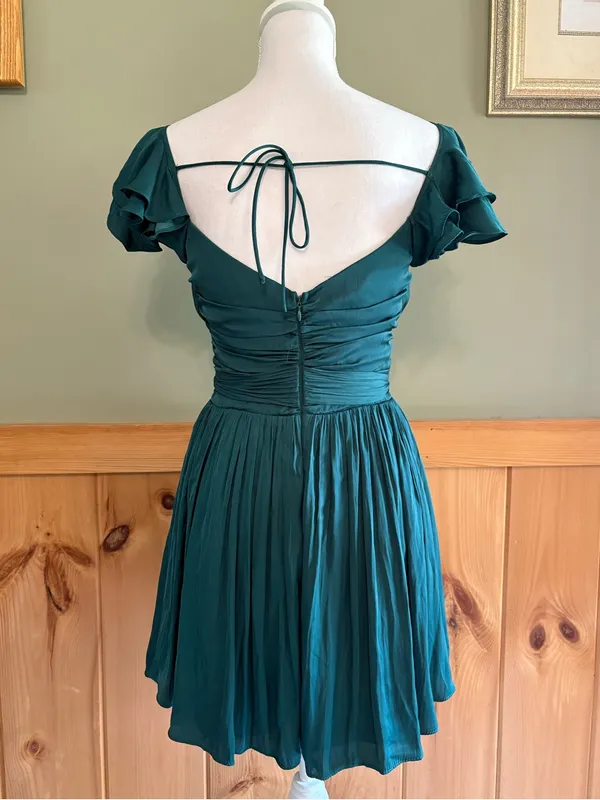 Hello Molly Forest Green Ruffle Wrap Mini Dress NWT size 4 Homecoming - Image 5