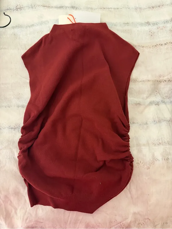 Nordstrom Open Edit Red Grape Mock Neck Top - Image 4