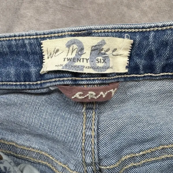 We The Free - Free People Distressed Denim Shorts Women‎ 26 Button Fly - Image 4