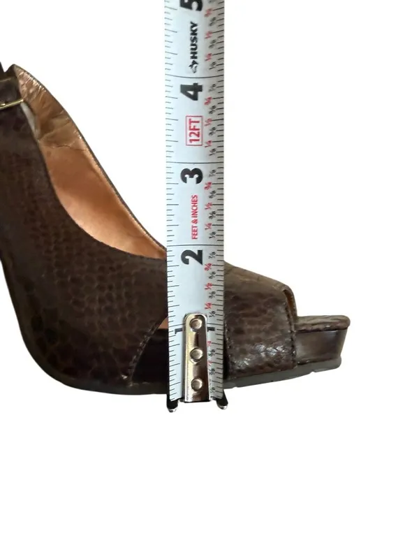 JESSICA SIMPSON Brown Leather Slingback Heels Size 8 - Image 2