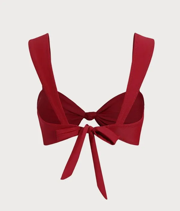 Berlook Red Ruched Knot Bikini Top & Red Ruched Bikini Bottom - Image 3