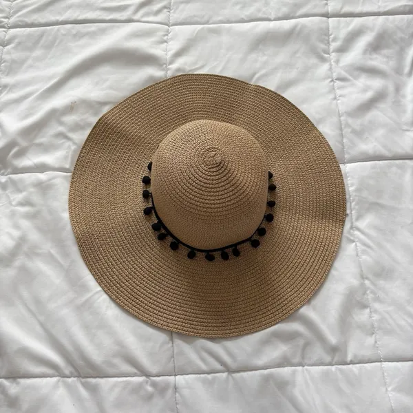 Kentucky Derby Church Tea Party Wide Brim Straw Hat Black Beige Straw‎ Feminine - Image 2