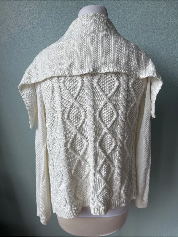 Cabi Ivory Open Waterfall Circle Cotton Cardigan Sweater Size Medium - Image 5