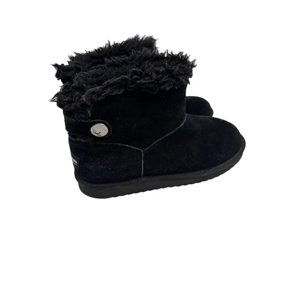 Koolaburra by UGG Victoria Short Black Suede Fur Trim Boots Womens 10 - Image 2
