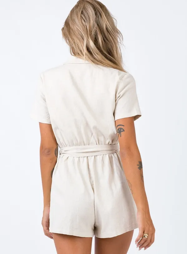Princess Polly Turin beige shortsleeve romper playsuit - Image 6