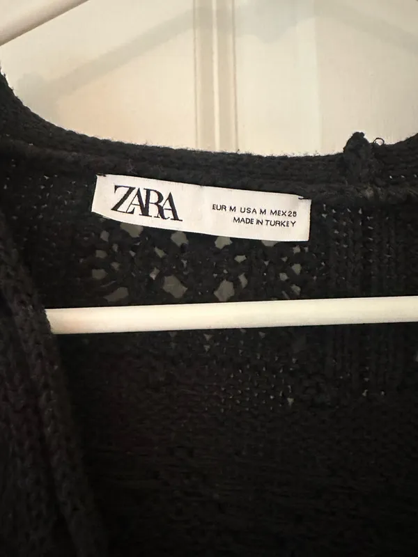 Women’s Zara black crop crochet cardigan - Image 3