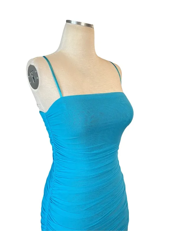 SNDYS Simone Midi Mesh Dress in Blue Xsmall New Womens Bodycon - Image 5