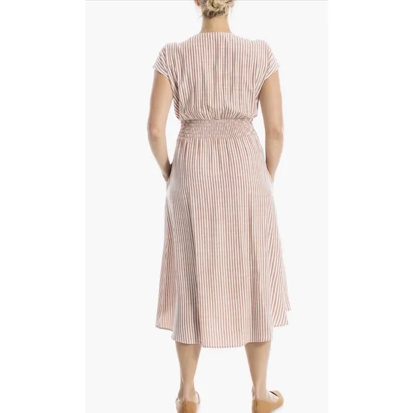 Max Studio Stripe Tie Front Cotton Blend Dress Red Women’s L - Image 3
