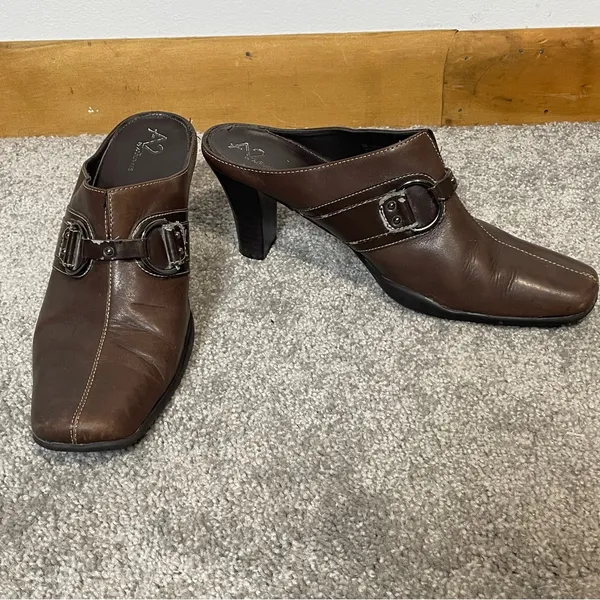 Aerosoles Snapezoid Women's Brown Casual Low block Heel Square‎ Toe Mule size 9M - Image 4