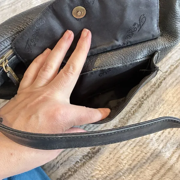Pebbled Black Leather Fossil Shoulder Bag Great Condition Lovely And Soft - Image 6