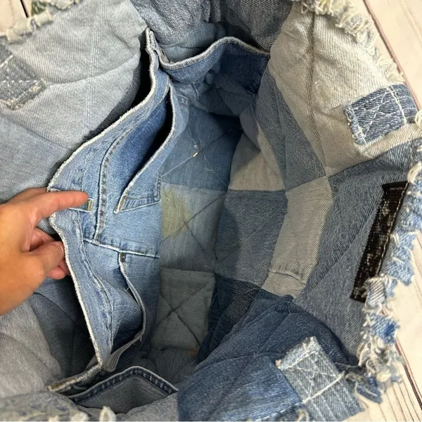 Green Bay Packers Custom Handmade‎ Denim Jeans Patchwork Purse Bag - Image 10