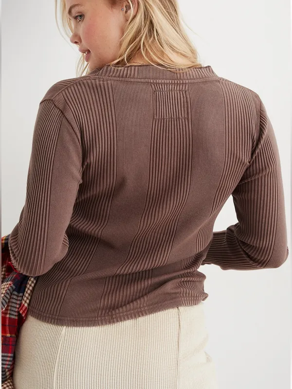 Aerie Road Trip Sleeve Henley Long Sleeve Faded Brown - Image 4