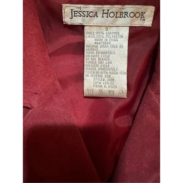 Jessica Holbrook‎ red leather jacket blazer vintage Small - Image 4