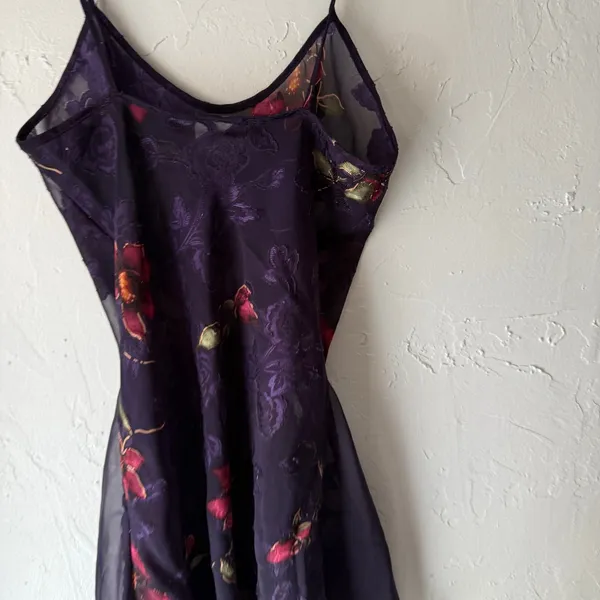 Secret Treasures‎ Y2k Size Medium Purple Lace Coquette Floral Babydoll Gown - Image 6
