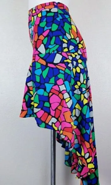 Nanette Lepore L’Amour Faith Multi-Color Mosaic Hi-Low Skirt EUC XS - Image 3