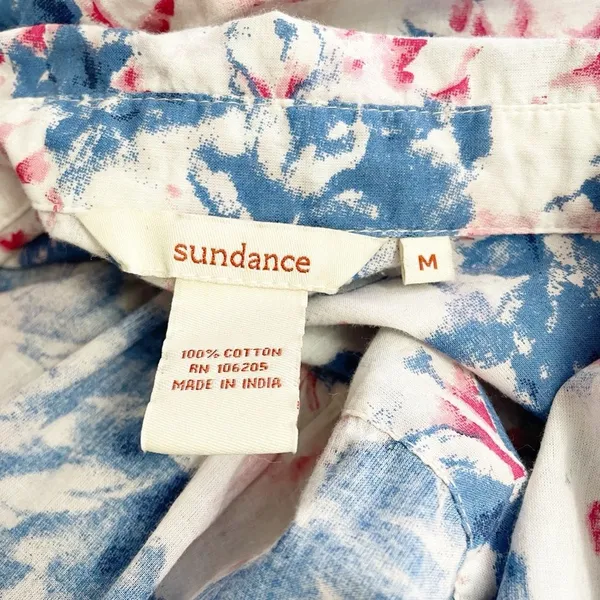 Sundance Top Watercolor Floral Cotton Tunic Pink Blue White Women's Size Medium - Image 7