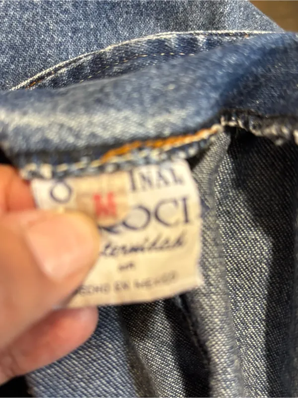 D’Roci Maternity Denim Overalls with Embroidered Bear Patch Pocket size Medium - Image 9