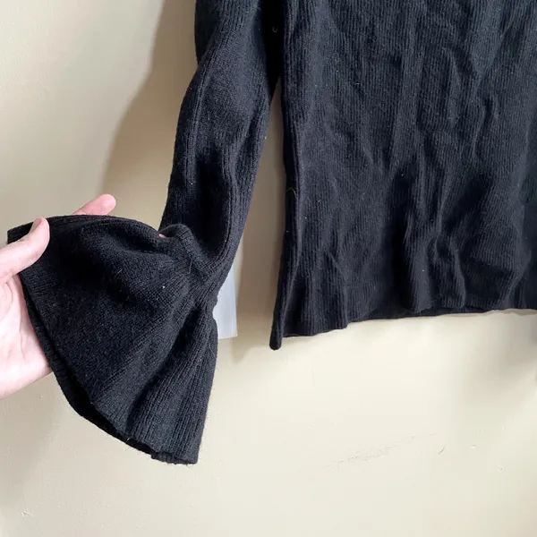 Banana‎ Republic merino wool cashmere blend black knit sweater women's L FLAW - Image 2