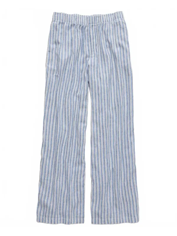AE Weekend Vibes Linen-Blend Pull-On Pant American Eagle Blue Stripes NWT Medium - Image 2