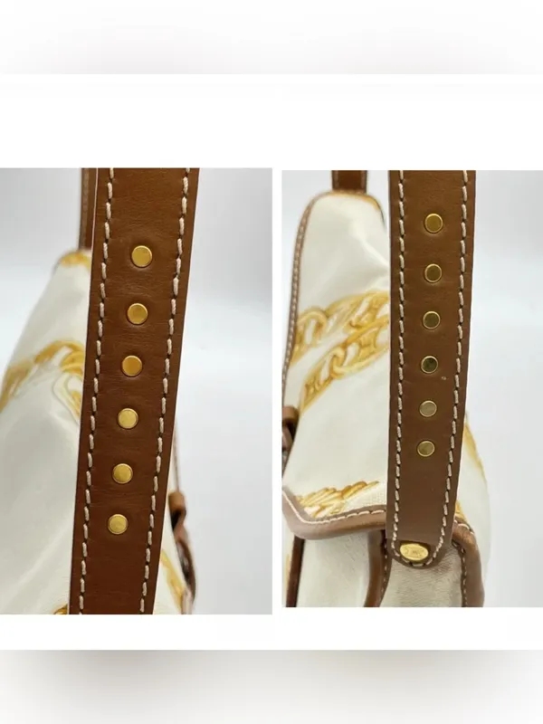 Celine vintage canvas leather Baguette bag - Image 6