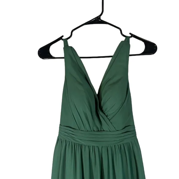 Azazie Kora Dark Green A-Line Pleated Chiffon Bridesmaid Prom Dress Sz A2 - Image 3