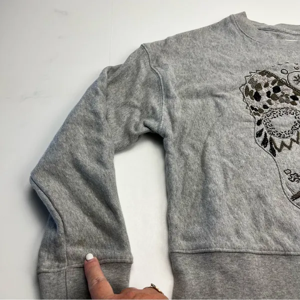 Zadig & Voltaire‎ Gray Skull Embroidered Women's Top SEE MEASUREMENTS *FLAW - Image 4
