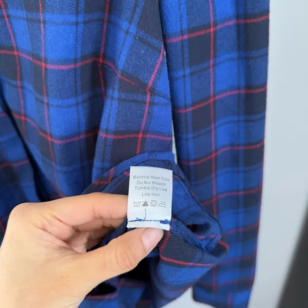 Tuckernuck XS Blue Plaid Puff Shoulder Flannel Shirt Saranac Western Country - Image 5