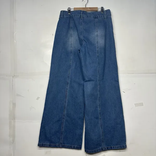 Edikted Women’s Wide Leg Jeans Size L Blue Denim 33x31 High Rise - Image 7