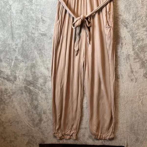 Yak n Yeti Tan Jumpsuit Medium Lagenlook Boho Free Spirit‎ Earthy Zen Natural - Image 3