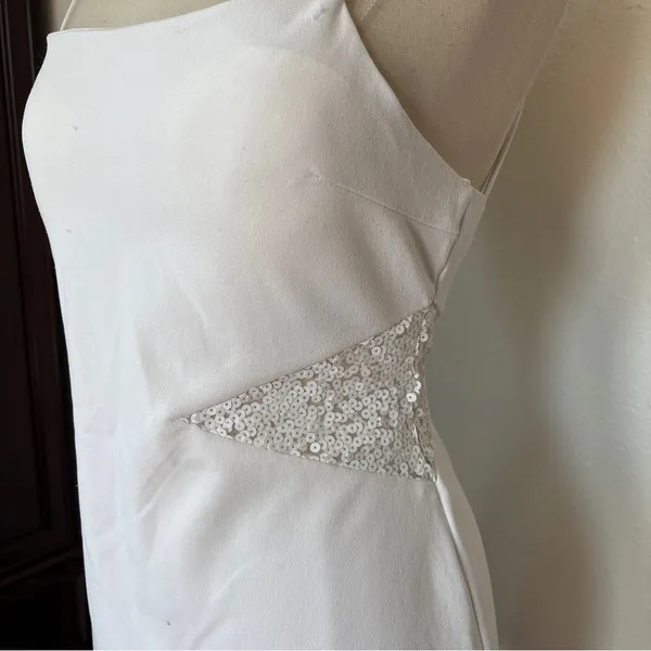 Jump White Sequin Accent Sleeve Mini Cocktail Dress - Image 6