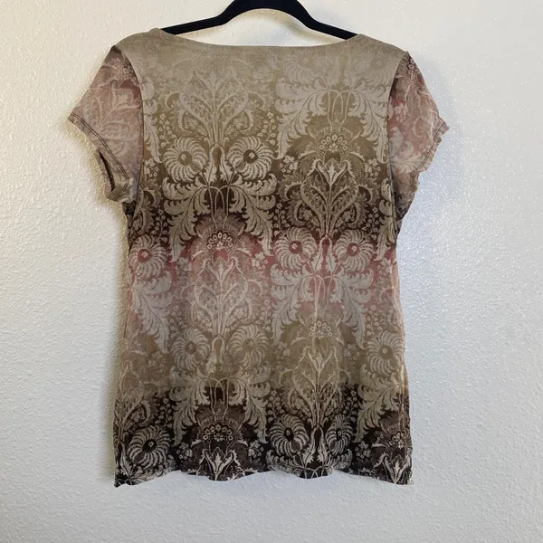 Y2K Brown Top‎ Large Fairycore Forest Fairy Grunge Mesh Paisley Boho Bohemian - Image 2