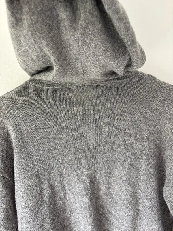 Brandy Melville Grey Knit Hoodie Soft Knit Wool Blend Cozy Loungewear Preppy - Image 6