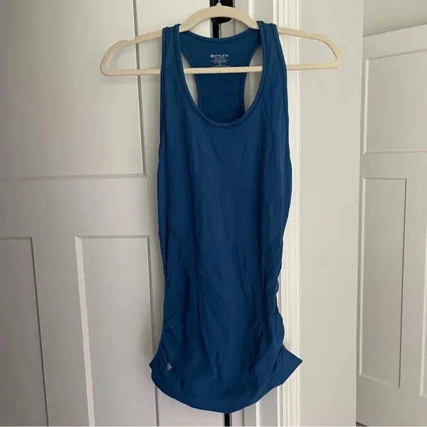 Athleta speedlight Racerback Blue‎ teal Ruched Sleeveless Tank Top seamless - Image 2