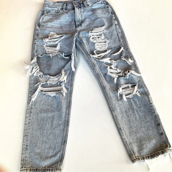 Mom Destroyed High Rise Denim Jeans - Image 5